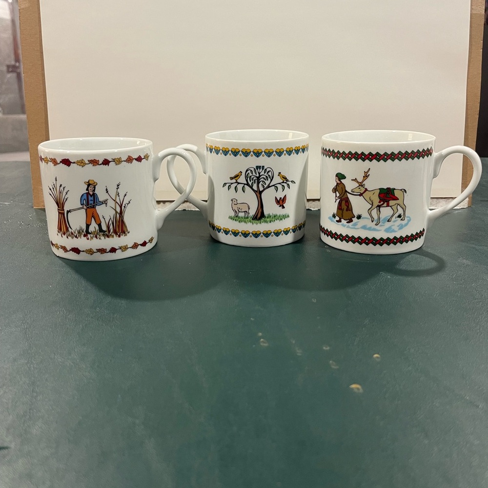 Set of 3 vintage Gevalia Kaffe Swedish Seasons Collection coffee mug